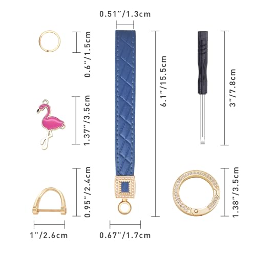 Image of OHKYOOT Leather Wristlet Keychain,Wrist Keychain Car Key Chain with 5 Key Ring and Anti-Lost D Ring