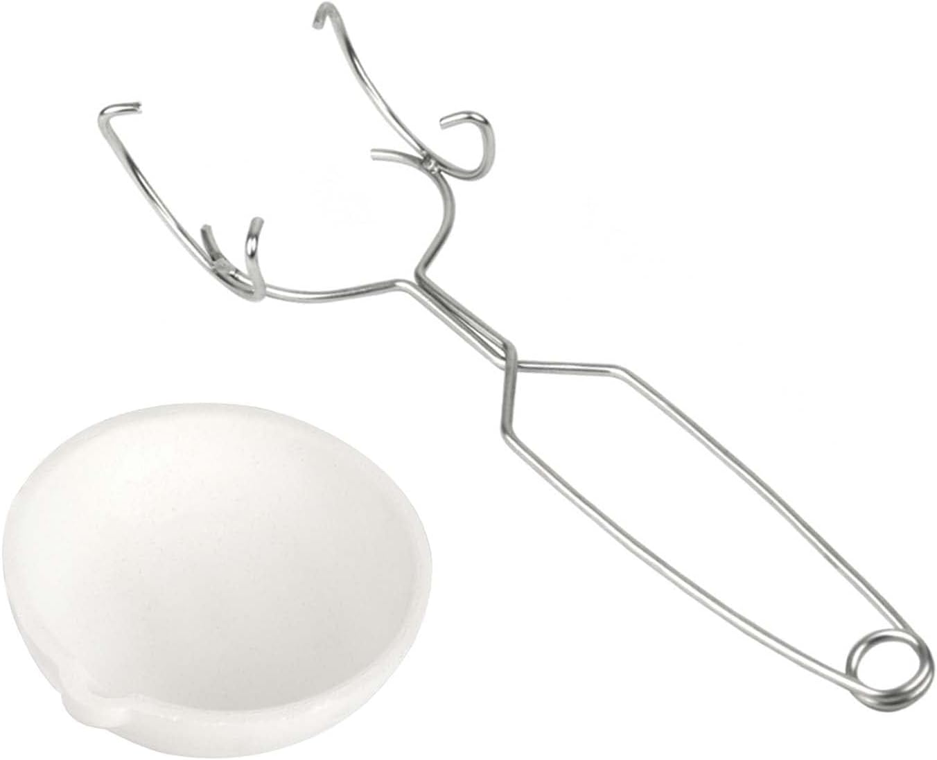 PMC Supplies 500g Ceramic Crucible & Whip Tongs Set for Melting Gold Silver Copper - 2800°F Torch Casting Kit