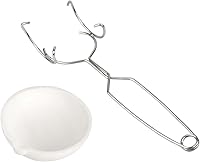 PMC Supplies 500g Ceramic Crucible & Whip Tongs Set for Melting Gold Silver Copper - 2800°F Torch Casting Kit