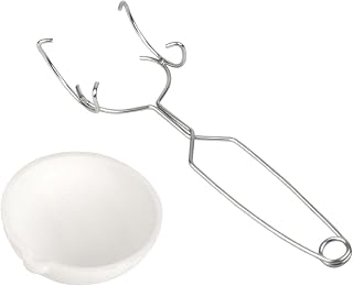 PMC Supplies 500g Ceramic Crucible & Whip Tongs Set for Melting Gold Silver Copper - 2800°F Torch Casting Kit