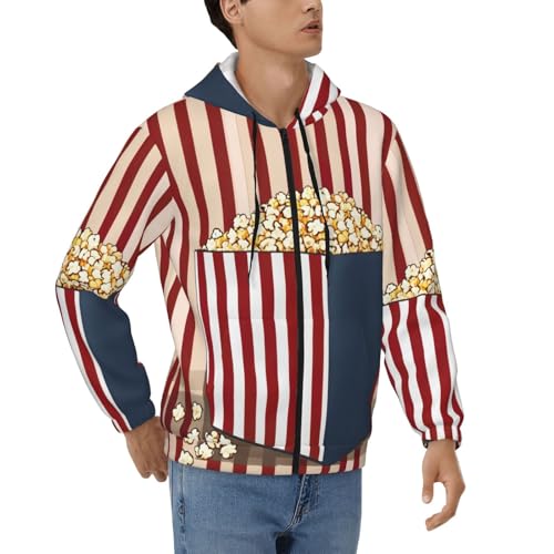 Sweat à capuche zippé polyester doux homme veste imprimé pop-corn grande taille