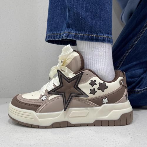 Star Shoes Walking Sneakers for Women Round Toe Y2K Aesthetic Cute Star Detail Comfort Grip US 5.5-84