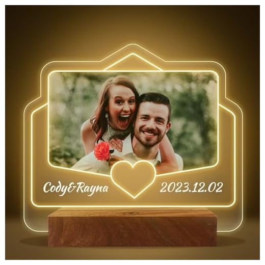 JIMMIDDA Luz de Noche Original con Foto, Regalo Personalizado con Marco de Foto para Hombre Mujer Pareja Familia Amigos, Cumpleaños, Aniversario, Dias Especiales etc -El Sobre