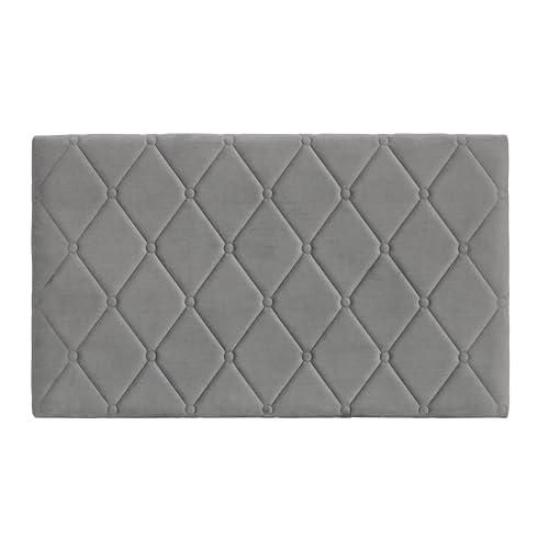 Baroni Home Testata del Letto Imbottita in Velluto Grigio con Struttura Interna in MDF, Doppio Gancio in Acciaio e Altezza regolabile, Facile Montaggio a Muro, Design Elegante e Confortevole, 92x55 cm