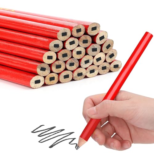 TXXATX Zimmermannsbleistift 25 Stück Bleistift Baustelle 175 mm Oval Baubleistift Rot Zimmermann Baustift Maurerbleistift für Tischlerei Baustellen Markierungswerkzeug Unterstreichen