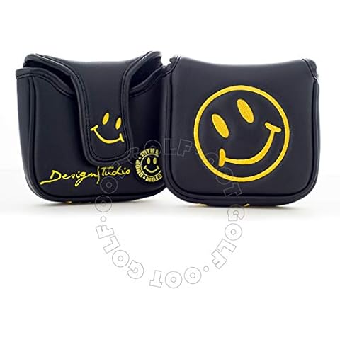 19th Hole Custom Shop Smile Face Golf High-MOI Mallet Putter Headcover, Heel Shaft, Black, Head Cover Cover