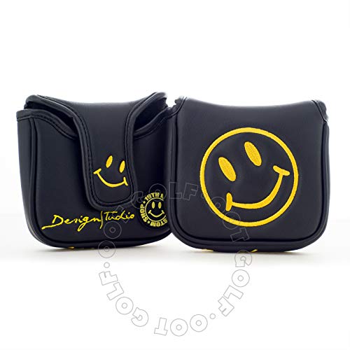 19th Hole Custom Shop Smile Face Golf High-MOI Mallet Putter Headcover, Heel Shaft, Black, Head Cover