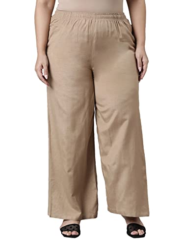 Image of GO COLORS Soft Viscose & Linen Blend Linen Palazzo Full Length for Women| Breathable, Mid Rise