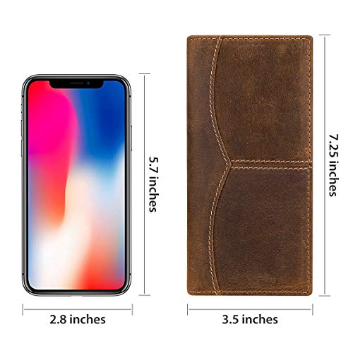 Itslife Men's RFID Vintage Look Genuine Leather Long Bifold Wallet Checkbook Wallets for Men - Thumbnail 4