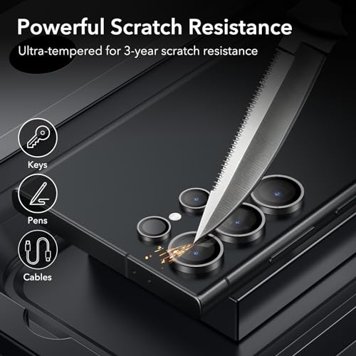 ESR for Samsung Galaxy S24 Ultra Camera Lens Protector, Individual Lens Protectors, Scratch-Resistant Ultra-Thin Tempered Glass with Aluminum Edging, Galaxy S24 Ultra Case Friendly, 2 Sets, Black