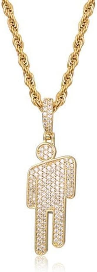 Stylish Villain Necklace, Stainless Steel Bowed Head Pendant Zircon Hip Hop Couple Pendant Necklace (golden) 1PC