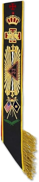32 Degree Masonic Regalia Sash Embroidery Black, Big