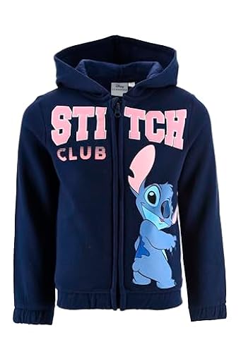 Disney Stitch Sudadera con Capucha Niña, Sueter Sudadera Cierre Cremallera, Regalo para Niñas, Talla 8 Años | Azul Marino | Ya disponible en tu tienda friki favorita! En mundofriki.es!