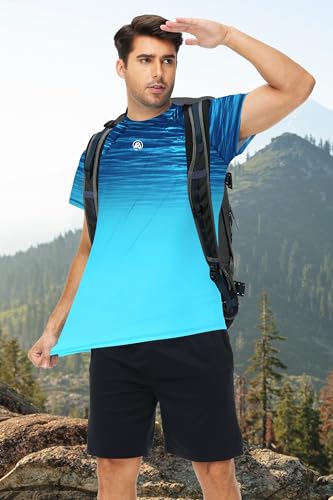Image of AOBUTE Mens Swim Shirts Short Sleeve UPF 50+ Sun Shirt Quick Dry Rash Guard Fishing Swimming Shirt