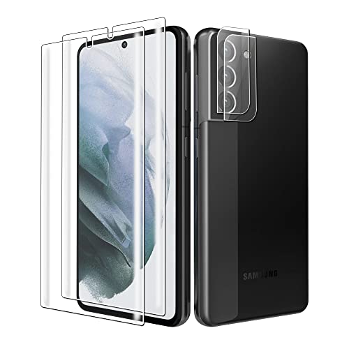 Galaxy S22 Plus 用の 硬度9H 強化ガラス 耐指紋 仕様画面保護 + Galaxy S22 Plus 用の 露出オーバー防止 撥油性 日本AGC 硬度9H 対応 飛散防止処理 高透過率 Galaxy S22 Plus 用の