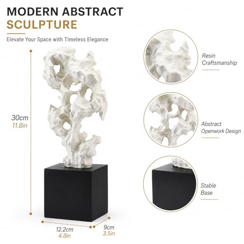 Escultura Abstracta Moderna 11.8" Resina Negra y Blanca miniatura 3