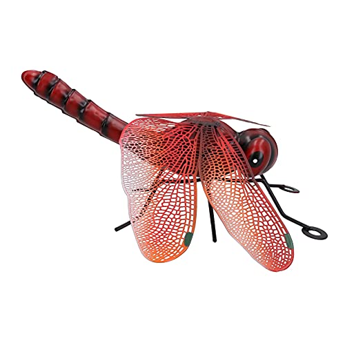 Libélula roja de metal de 31 cm con acabado resistente para colgar en la pared 3