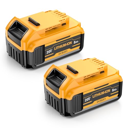 UTRBATT 2 Pack 8.0ah Replacement for dewalt 20v max Battery Lithium Compatible with DCB208 DCB200 DCB206 DCB205 DCB203 Apply dewalt 20v max Cordless Power Tools, LED Indicator