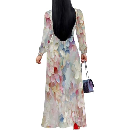 Image of SUZONANA Plus Size Dresses for Women Floral Print Maxi Dress Flowy 3 /4 Sleeve with Belt