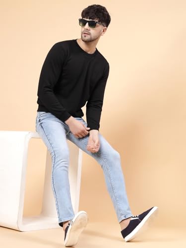 Image of Rigo Fleece Printed Round Neck Sweatshirt for Men | Full Sleeves Sweatshirt for Men | Casual Wear & Stylish Sweatshirts for Men
