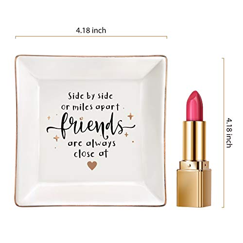 Elegantpark Friends Gifts Friendship Gifts For Women Ring Dish Sister Christmas Birthday Gifts For Friends Bff Square Ceramic Ring Dish Decorative Trinket Jewelry Tray #TOP4