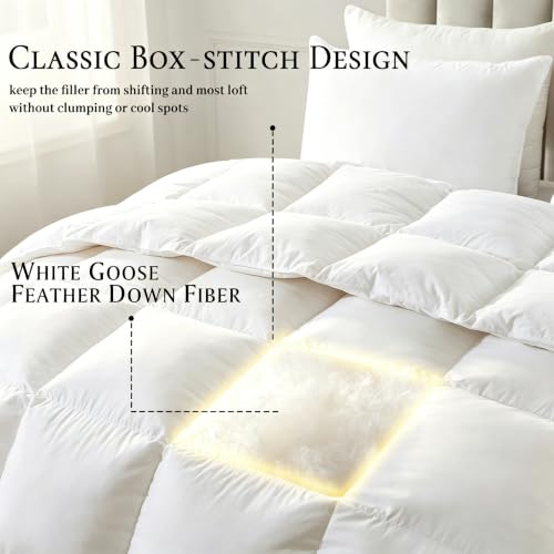 Image of Beautyrest All‑Season White Goose Feather Down Fiber Comforter Queen Size