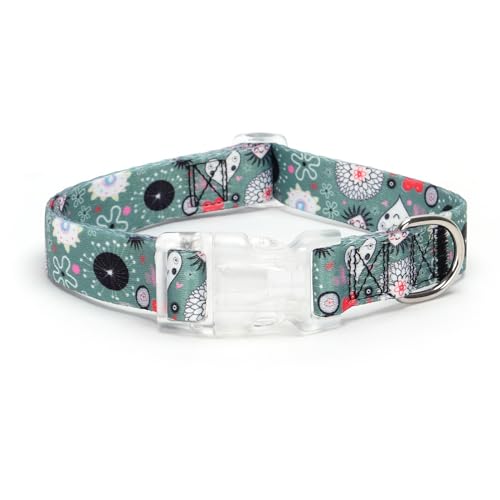 Serijoars Floral Print Puppy Dog Collar for Small Medium Large Dogs Collars with Quick Release Buckle for Girls Female Dog (NO5, XS)