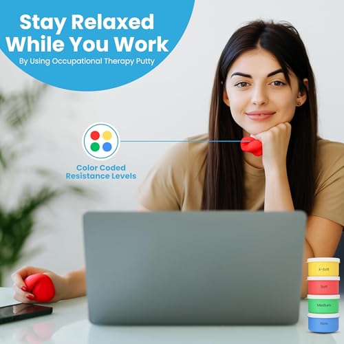 FlintRehab Therapy Putty for Kids & Adults (4 Pack, 3 Oz Each) - Putty for Hand Therapy, Fidgeting & Stress Relief - Non-Toxic Resistive Exercise Putty to Improve hand strength - Set of 4 Strengths - Image 6