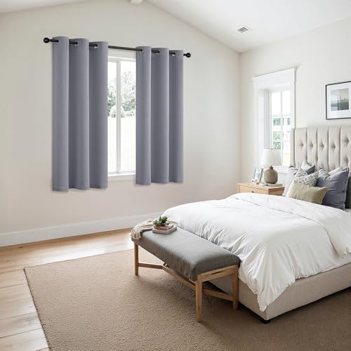 Image of MIULEE Blackout Curtains for Bedroom Living Room 2 Panels, Thermal Insulated Room Darkening Drapes Grommet Noise Reducing Light Blocking Window Treatments 54 Inches Long 40x54 Inch Silver Grey