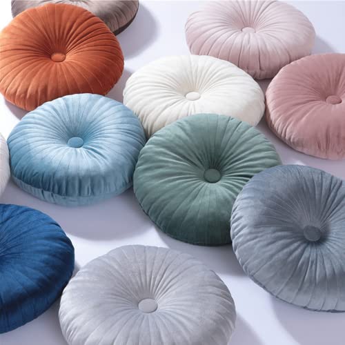 NatureMan Rundes Wurfkissen, Samt-Dekoration, kleines Kissen, Kürbiskissen, geeignet für Wohnzimmer, Sofa, Bett, Boden, 34 cm, cremefarben