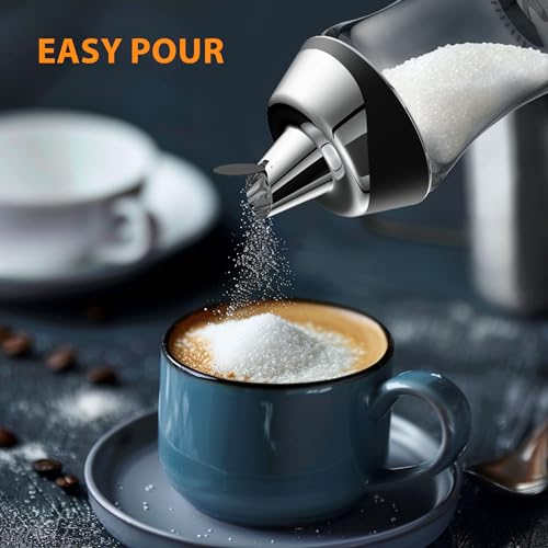 ARCSELONG Sugar Salt and Spice Storage Shaker, Glass Body with Silver Plastic Lid, Multi-Purpose Container with Easy Pour Spout