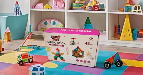 Magnetic building blocks - 48PCS educational learning, motricity and creative, Mobile or fixed magnetic construction - Image 2