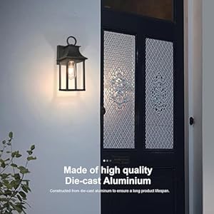 ALVIME Outdoor Wall Lights Fixture, Waterproof&All-Weather Wall Sconce, Exterior Wall Lanterns, Porch Outside Lights for Entryway, House Front Door Patio Garage, Textured Black&Toughened Clear Glass ALVIME Outdoor Wall Lights Fixture WaterproofAll Weather Wall Sconce Exterior Wall Lanterns Porch Outside Lights for Entryway House Front Door Patio Garage Textured BlackToughened Clear Glass