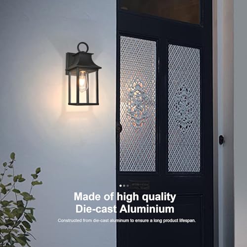 ALVIME-Outdoor-Wall-Lights-Fixture-WaterproofAll-Weather-Wall-Sconce-Exterior-Wall-Lanterns-Porch-Outside-Lights-for-Entryway-House-Front-Door-Patio-Garage-Textured-BlackToughened-Clear-Glass ALVIME Outdoor Wall Lights Fixture WaterproofAll Weather Wall Sconce Exterior Wall Lanterns Porch Outside Lights for Entryway House Front Door Patio Garage Textured BlackToughened Clear Glass