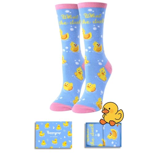 HAPPYPOP Calcetines para mujer y niña, diseño de animales, regalo para ballena, tiburón, gato, unicornio, pato, tamaño mediano