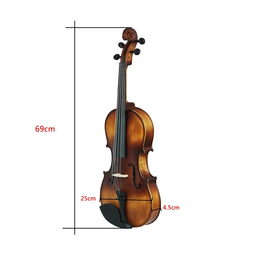 Viola in Legno Massello di Abete E Accessori in Mogano, Violino per Principianti in Legno Massello per Adulti, Strumenti Musicali A Corda, con Custodia Rigida, Spalliera,