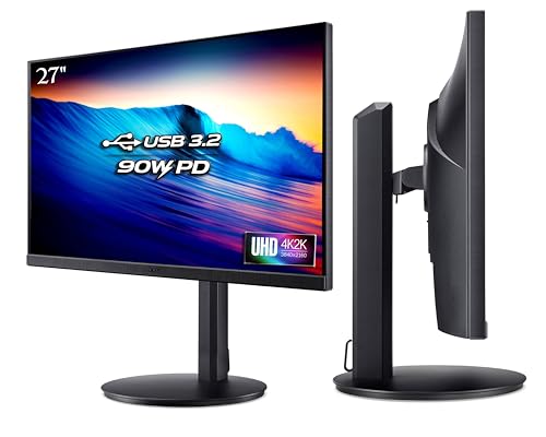 Image of acer Vero CB272K L2 27 Inch 4K UHD (3840x2160) IPS Monitor | USB-C 90W PD | HDMI /DP | HDR10 | 95% DCI-P3 | ErgoStand Tilt /Swivel /Pivot /Height | FreeSync | PIP /PBP | TUV Eye Care | DFR I Speakers