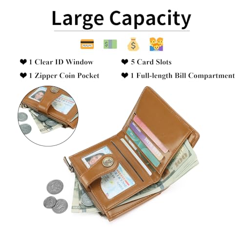 Image of Small Wallet for Women Bifold Credit Card Holder Compact Women Wallet with Zipper Coin Pocket