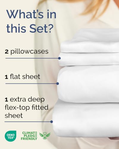 Image of Flex Top Split Head King Sheet Set - 4 Piece Extra Deep Sheets - White