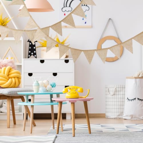 ASelected 15M Hessian Bunting,48 PCS Linen Bunting Flags,15m Linen Bunting Flags,Rustic Triangle Flag,Burlap Bunting,Fabric Bunting for Garden Wedding Party Decorations, Outdoor Bunting Decorations - Image 5