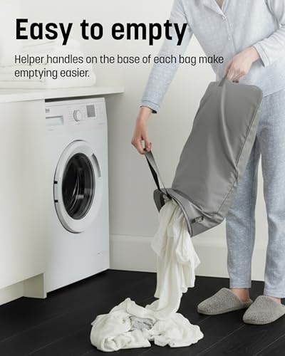 Keplin Collapsible Laundry Basket with Lid – 2 Section Clothes Sorter Hamper 150L – Large Fabric Washing Bin with Removable Liner, Handles & Bottom Strap – Foldable Grey Laundry Organizer 56x40x67cm - Cosy Home Interiors Keplin Collapsible Laundry Basket with Lid – 2 Section Clothes Sorter Hamper 150L – Large Fabric Washing Bin with Removable Liner, Handles & Bottom Strap – Foldable Grey Laundry Organizer 56x40x67cm - Image 8