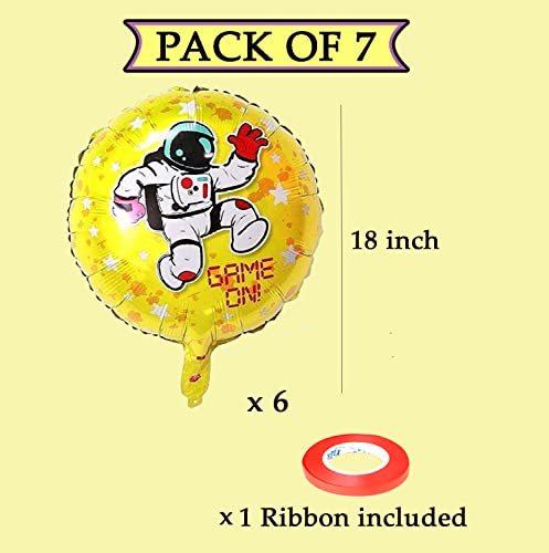 Image of AMFIN (Pack of 7) Theme Birthday Balloons /Happy Birthday foil Balloon /Game On Balloons /Game on Birthday Party Theme /Game Theme Kids Party Decoration