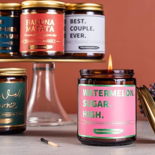 Got you a little something Watermelon Sugar High - Handmade Natural Soy Candle - Harry Styles Candle - Harry Merch - Harry S One Direction Present Idea Music Themed Gift for Fans