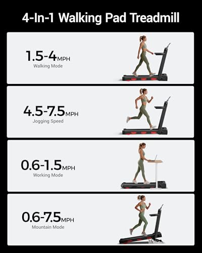 Image of 5-in-1 Walking Pad Treadmill with 15% /17% Manual /AUTO Incline, Quiet Under Desk Treadmills for Home & Office, Compact Foldable Treadmill with Handles and 3.0HP Brushless, 330 LBS Capacity