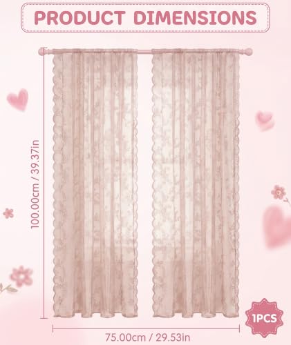 Image of piercing Curtains for Kitchen, Lace Curtains, Kitchen Window Curtains, Sheer Curtains, Kitchen Curtains 29 inchx39 inch Lace Tier 1-Panel Rod Pocket Floral Scalloped Cafe Light Filter White (Style 3)