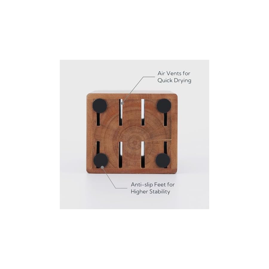 55-Steak-Knife-Block-Holder-without-Knives-with-8-Slots-Wooden-Steak-Knife-Storage-Block-only-Space-Saver-Compact-Design-Steak-Knives-Organizer-by-KITCHENDAO 5.5“ Steak Knife Block Holder without Knives with 8 Slots - Wooden Steak Knife Storage Block only - Space Saver-Compact Design Steak Knives Organizer -by KITCHENDAO