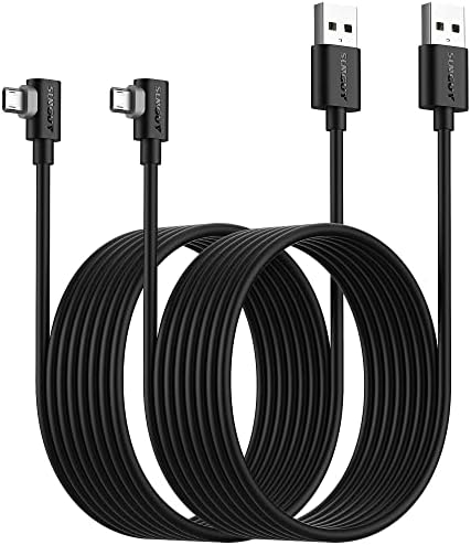 SUNGUY Right Angle Micro USB Cable 10FT [2 Pack], 18W 90 Degree Micro USB Cable Fast Charging USB 2.0 Data Sync Compatible for Samsung Galaxy S7 Edge S6 S5, Moto E6 5 4, LG-Black