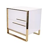 Elegante y moderno ---- Esta mesita de noche tiene un aspecto reflectante muy liso y limpio para dar un tacto muy suave y agradable. Son muy buenos acabados en todos los bordes laterales para hace que sea el complemento ideal para cualquier dormitorio o sala de estar.