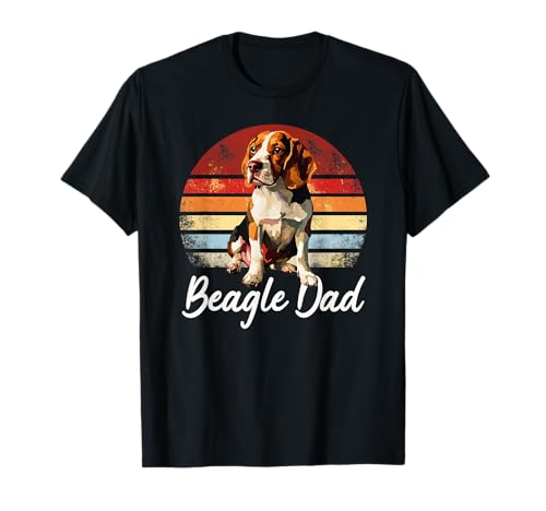 Herren Vintage Retro Sonnenuntergang Hund Papa Beagle Vatertag T-Shirt