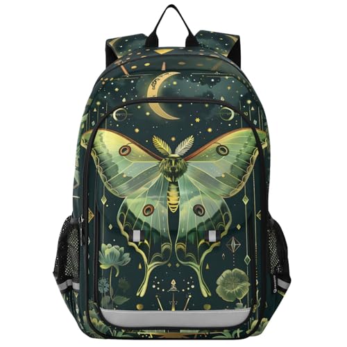 ALAZA Teal Butterfly Moon Star Witchy School Backpacks Travel Laptop Bag Kids Bookbag for Girls Boys Teens Women Men